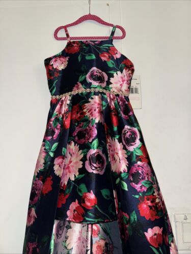 Girl's RARE EDITIONS Formal Party Dress- Navy & Floral PatternSIZE 10 New!