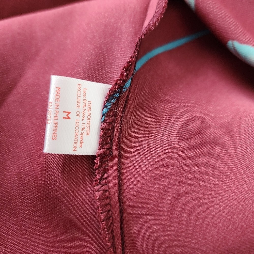 JOSIE NATORI Floral Print Silky charmeuse slip camisole top in wine size M