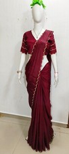 Nancy Designer Chinon Fabric Stone Work Saree with Fully Stitched Blouse