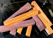FIVE 5 EACH PADAUK  PURPLEHEART PEN BLANKS TURNING WOOD S4S 6" X 3/4" X 3/4"