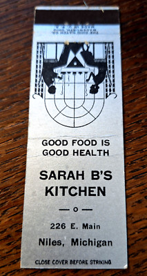 Vintage Matchbook: Sarah B's Kitchen, Niles, MI