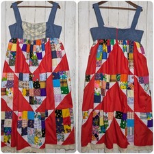 Handmade Patchwork Quilt Dress Cottagecore Prairie Upcycled OOAK Plus Size 2XL