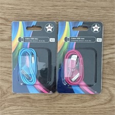 Lot de 2 câble iPhone 4s compatible avec iPhone 4 3G & 3Gs bleu et rose