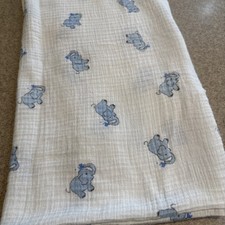 Aden Anais Blue Elephants Muslin Cotton Swaddle Baby Blanket Receiving