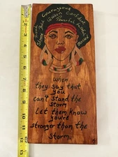 Hand Painted Strong Woman Wood Painting 