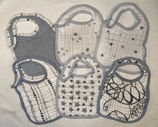 Aden And Anais Baby Bibs Set Of 6 Grey White Snap Closure