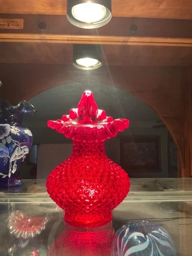 Fenton Ruby Red  Hobnail Jack in Pulpit Vase Rare