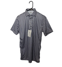 Collars Co Polo Shirt Mens Small Navy Plaid Gingham Dress Collar Performance NWT