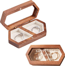 Mr Mrs Wooden Ring Box Transparent Lid Rings Box Wedding Ring Box for Engageme