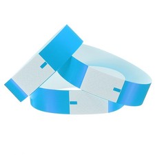 100Pcs Paper Wristbands Waterproof Bulk Bracelet for Events Fluorescent Blue