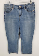 Seven7 Jeans Womens 10 Skinny Straight Medium Faded Wash Crop Blue Denim