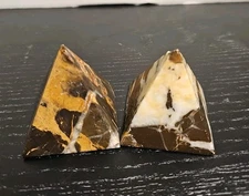 Set Of 2 Stone Pyramid,  Tigers Eye Crystal And Septerian. 2 In Tall.  SEE