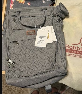 BABBLEROO WIDE OPEN DIAPER BAG BACKPACK - LIGHT GRAY