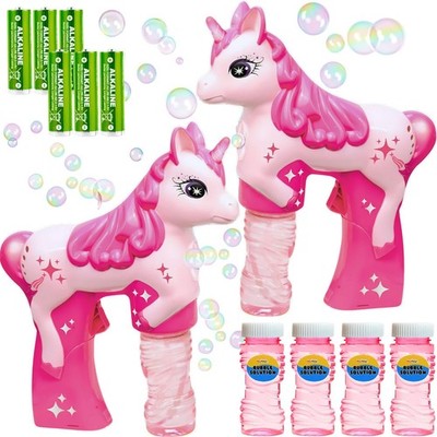 Unicorn Bubble Guns for Kids 2 Pack Automatic Bubble Machine Toys Bubble Make...