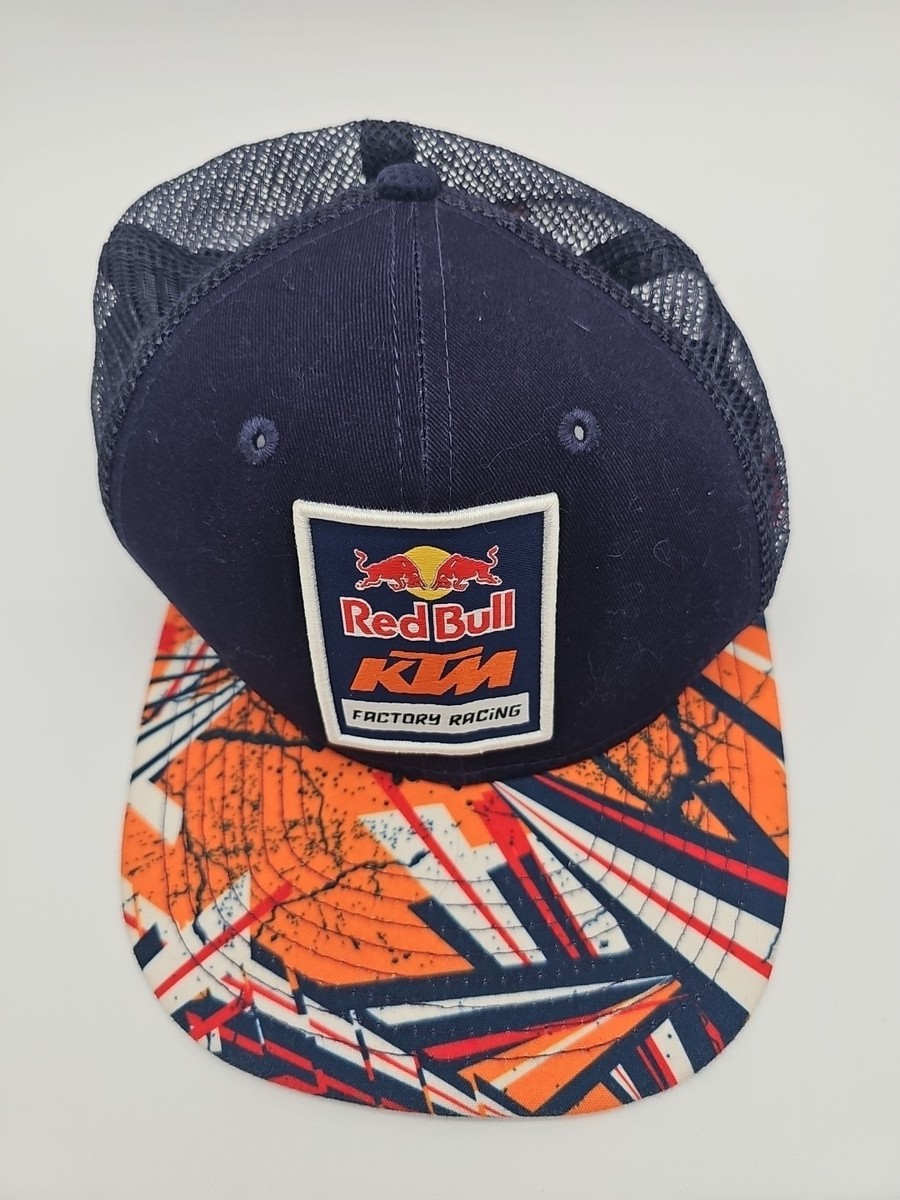 Red Bull x KTM Racing Team Twist Flat Hat Cap Logo Blue Adjustable