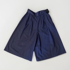Vintage Pantasia Gaucho Wide Leg Pleated Pockets Culotte Pants Navy