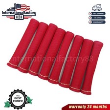 8pcs Red 1200 Spark Plug Wire Boots Heat Shield Protector Sleeve Sbc Bbc 350