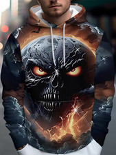 3D Dark Skull Moon All Over Print Hoodie - Adults Youth