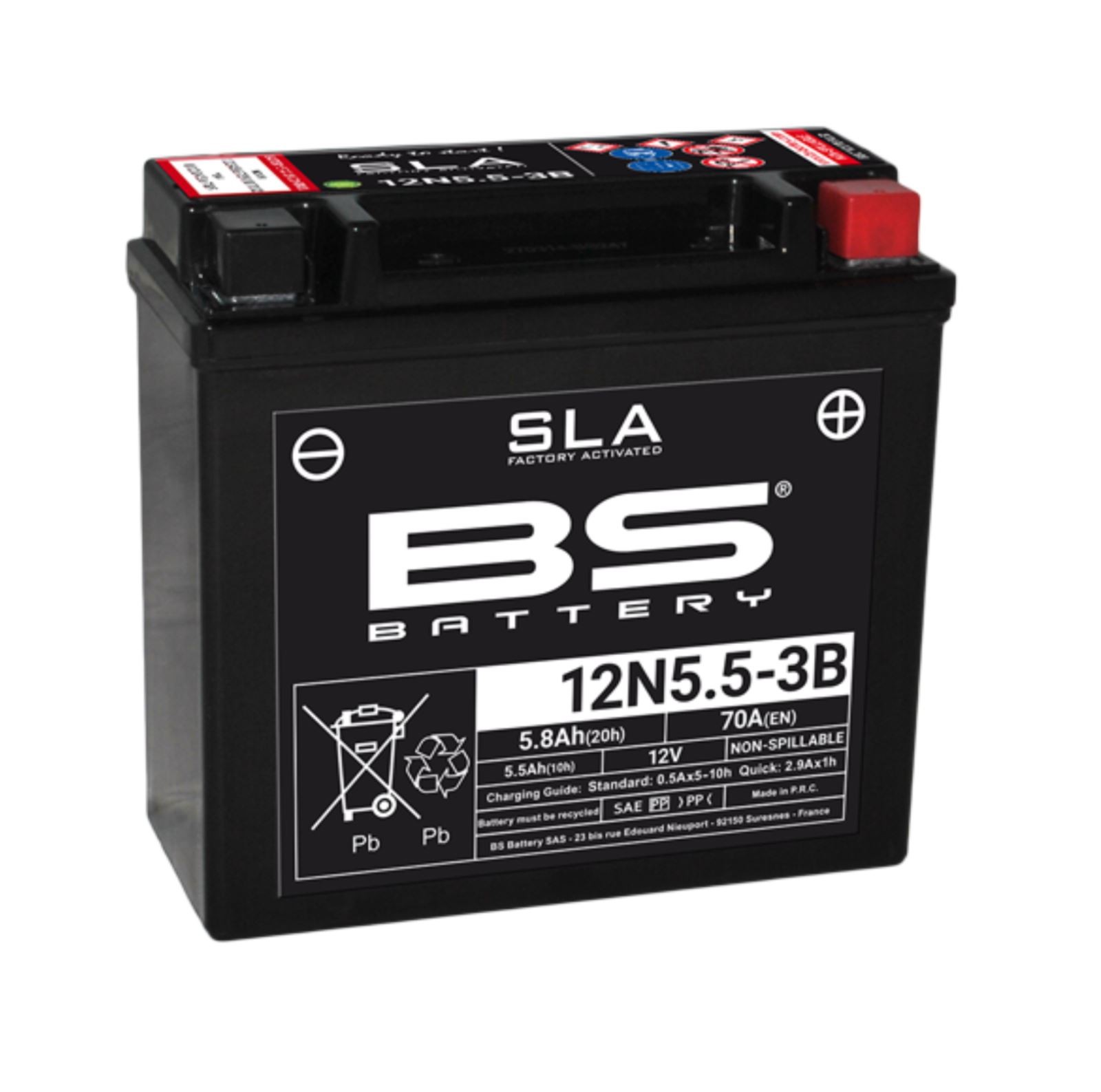 12N5.5-3B   Maintenance Free SLA Factory Filled BS Battery