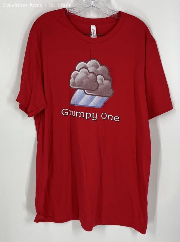 Bella + Canvas Mens Red Short Sleeve Grumpy One Pullover Graphic T-Shirt Size XL