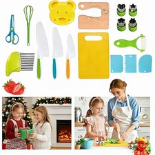17Pcs Kids Safe Cooking Set Montessori Toddler Kitchen Tools Plastic Kids Knife