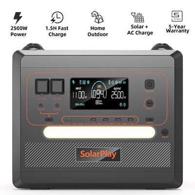 SolarPlay Q2402M 2304Wh Tragbare Powerstation 2500W(Peak 5000W) für Camping, RV