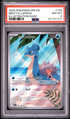 2025 POKEMON MISTY'S LAPRAS PSA 8 DRI EN DESTINED RIVALS ILLUSTRATION RARE #194
