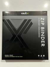 NEW VaultX Premium Exo-Tec® 12 Pocket Zip Black Binder - Holds 480 - BLACK