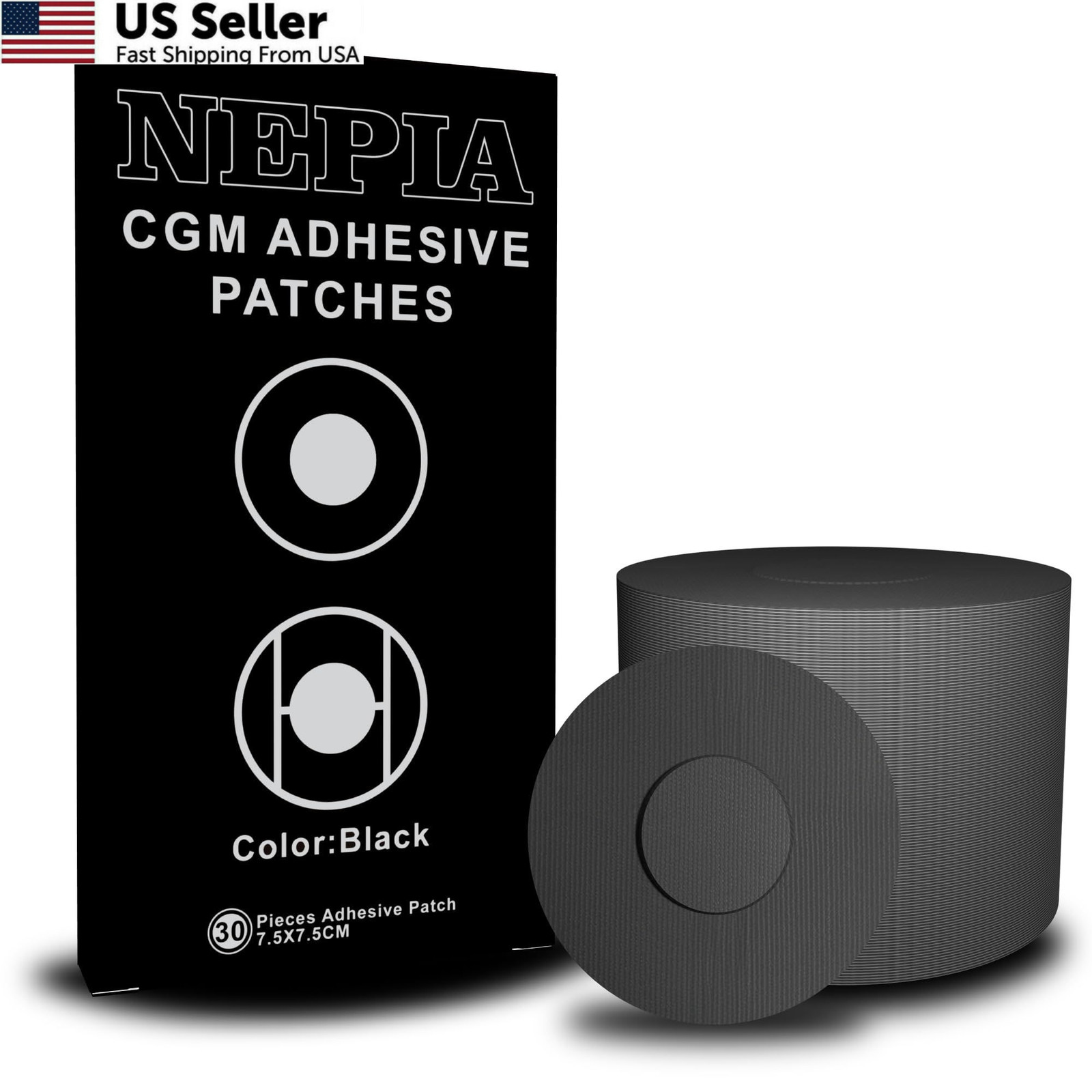 Nepia 30 Pcs Black CGM Sensor Patches | Waterproof Adhesive universal,