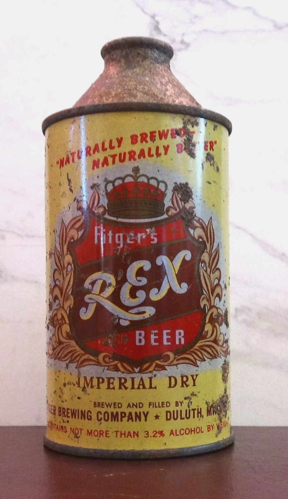 Rex Beer FITGER'S REX IMPERIAL DRY BEER - CONE TOP - 3.2% ALCOHOL - DULUTH, MINN