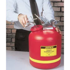 Justrite 14765 Liquid Disposal Safety Can, Polyethylene, 5 Gal, Spring-Loaded