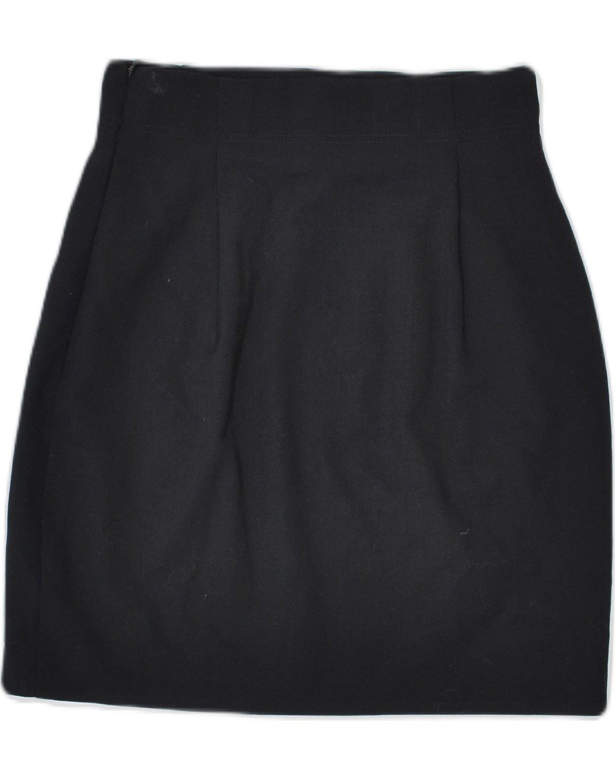 VINTAGE Womens Mini Straight Skirt IT 42 Medium W24 Black Polyester IB05