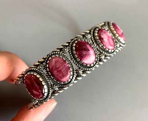 Carolyn Pollack American West Sterling Silver 5-Stone Purple Spiny Oyster Cuff B