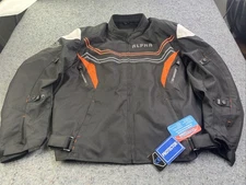Alpha Cycle Gear 4XL Motorcycle Jacket CE Armor Cordura Black Orange Reflective