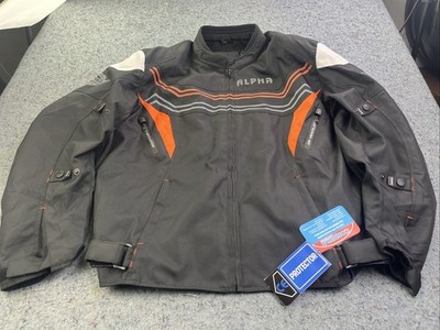 Alpha Cycle Gear 4XL Motorcycle Jacket CE Armor Cordura Black Orange Reflective