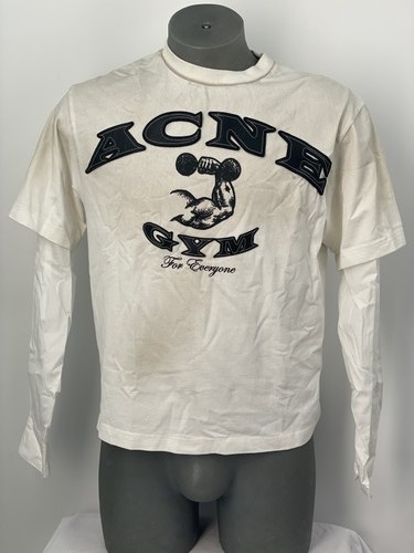 Acne Studios Unisex Layered Long-Sleeve T-Shirt Dusty White Mens XS / Womens S
