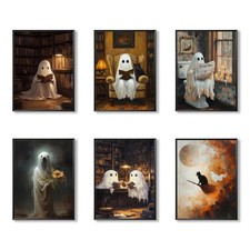 Vintage Halloween Wall Art Posters Prints Set of 6 - Vintage Spooky Ghost Can...