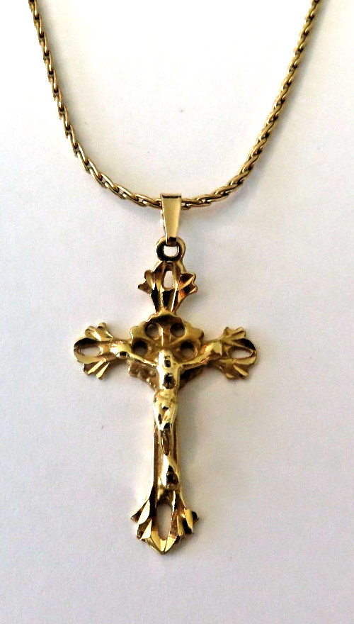 Vntg Real Solid 14k Yellow Gold Unique "Jesus On … - image 10