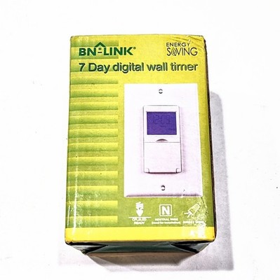 BN-LINK 7 Day Programmable White Wall Timer Blue Backlight Energy Saving NEW