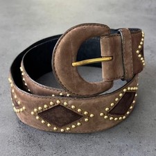Yves Saint Laurent Rive Gauche vintage studded suede belt in brown from the 1960