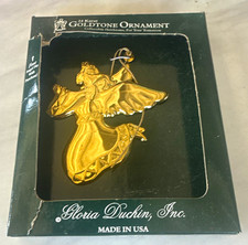 Gloria Duchin, Inc. 24K Goldtone Angel Hanging Christmas Ornament Made in USA