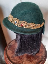 Vintage 1940s 100 Wool Green with Gold Trim Glenover Henry Pollack Hat