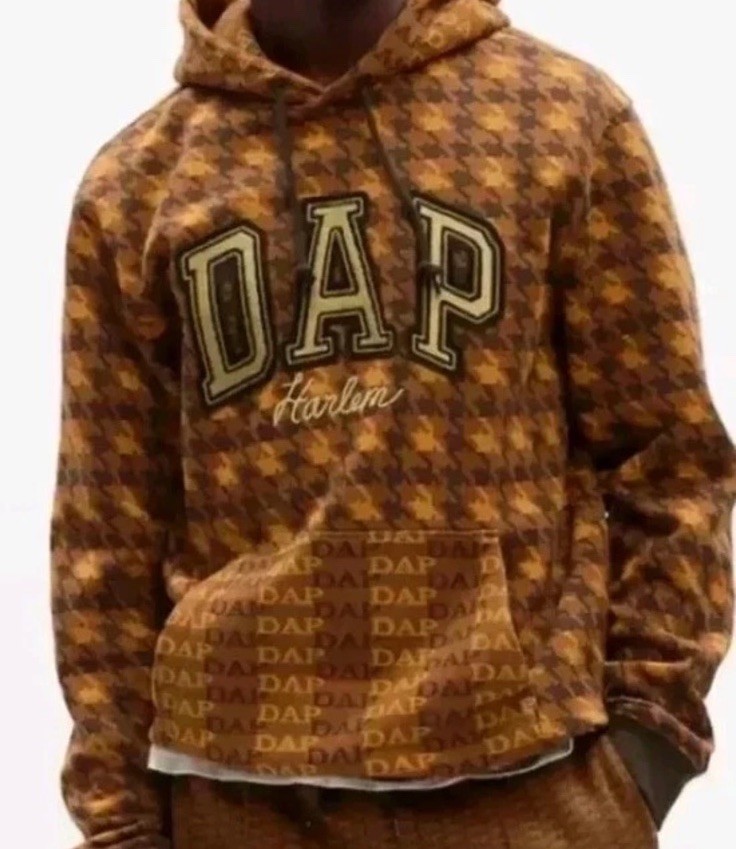 GAP x Dapper Dan DAP Logo Limited Edition Brown Houndstooth Hoodie