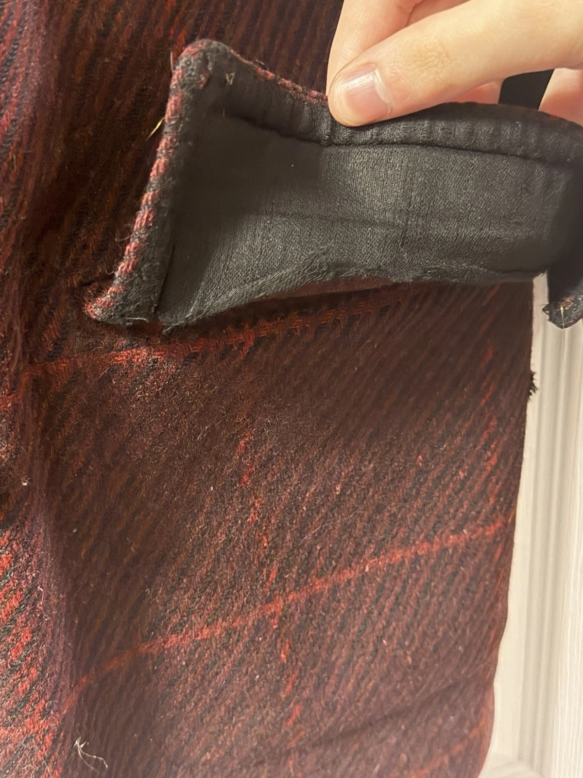 Very rare 1930s red Shadow plaid wool peacoat size L image 7