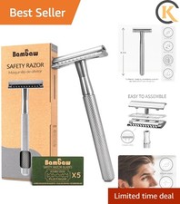 Double Edge Safety Razor for Men Women, Metal Razor with 5 Double Edge Safe...