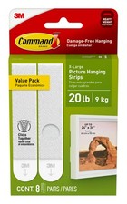 Command 20 lb XL Heavyweight Picture Hanging Strips 8 Pairs (16 Strips), Dama...
