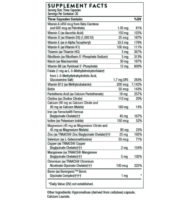 Thorne Research Basic Prenatal Supplement - 90 caps x 4-pack (Total 360 caps) - Image 4 of 4