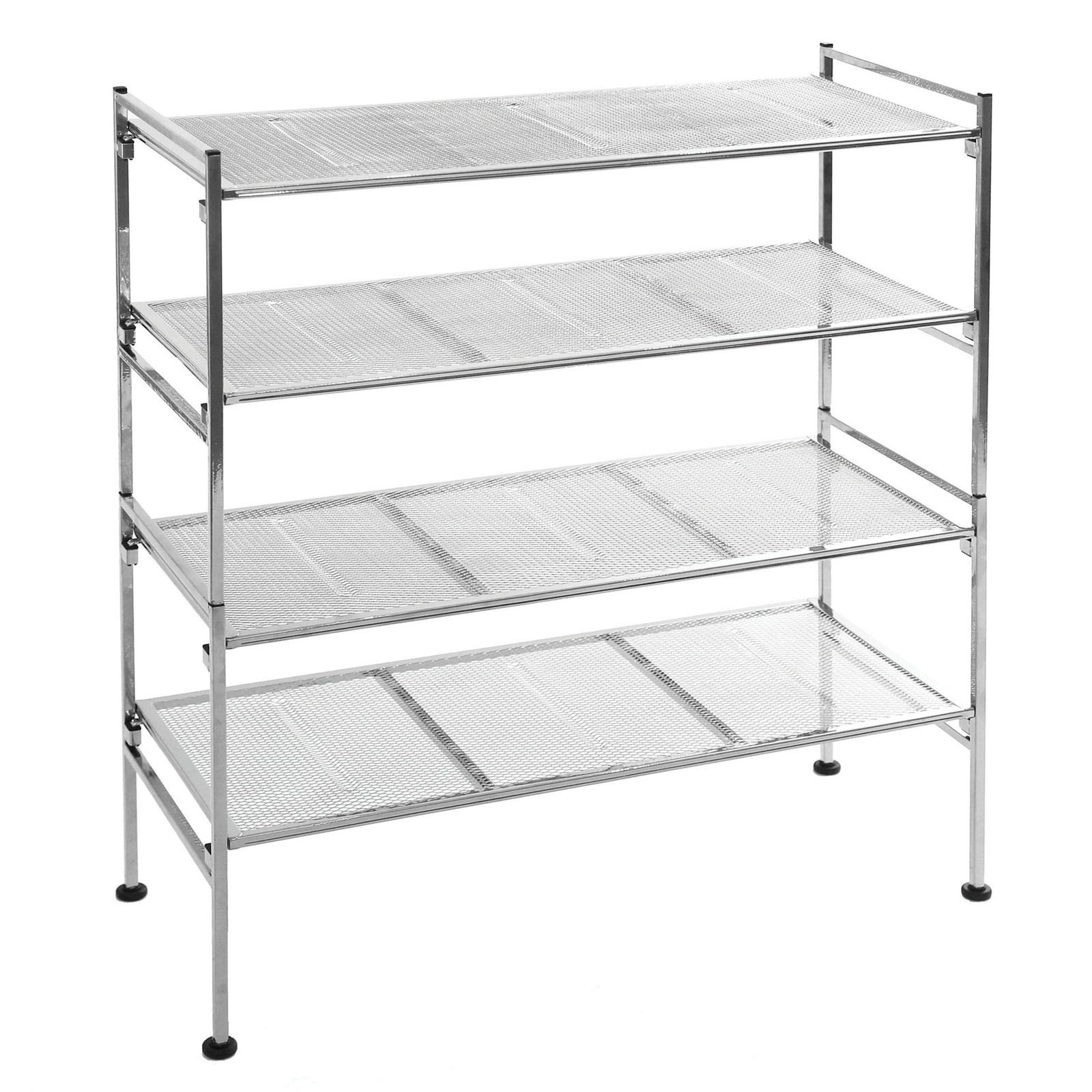 Seville Classics 2-Tier Stackable 9-Pair Metal Mesh Shoe Storage Rack Organizer,