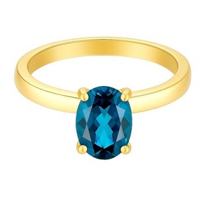 Authentic 18K Gold Plated Oval Gemstone Solitaire Ring Classic Minimal Style TGR1057