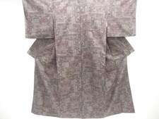 7796809: JAPANESE KIMONO / TSUMUGI KIMONO / AN ABSTRACT PATTERN WOVEN THE HUNTE